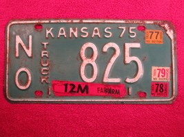 License Plate Truck Tag 1975 Kansas No 825 Neosho County [Z93] - £6.88 GBP