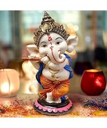 Flute Ganesha Vinayak figurine Handcrafted for home decor puja remove ob... - £23.73 GBP