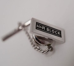 H&amp;R Block Silver Tone Tie Pin Tie Tack - £11.76 GBP