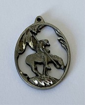 Vintage 1996 Rider on Horseback Charm Siskiyou Necklace Bracelet Pewter? Metal - £9.89 GBP