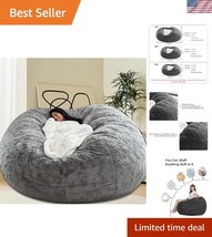 Extra-Large 6FT Grey Bean Bag Chair Cover - Perfect for Reading &amp; Napping - $119.99