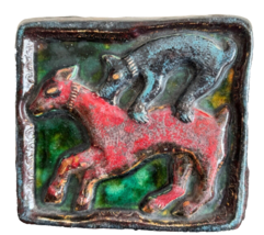 Vintage Colorful Majolica Glaze Ceramic Tile - £117.64 GBP