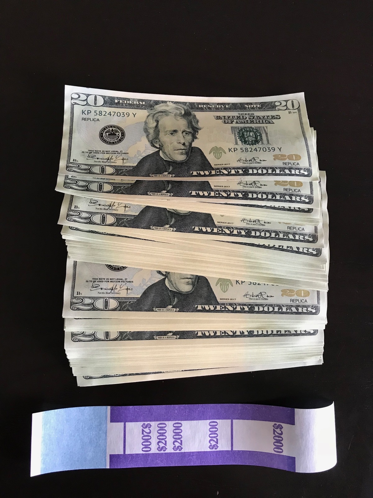 2000 PROP MONEY USED REPLICA 20s All Full Print For Movie Video Films etc. - $25.99