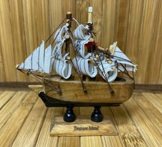 Vintage Miniature Wood Treasure Island Pirate Ship Model - 1980&#39;s - £11.18 GBP