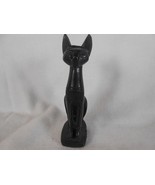 Vintage Egyptian Style Ceramic Cat Black 4 3/8&quot; Tall - $18.53