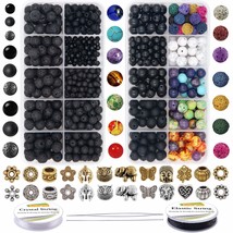 810Pcs Color Lava Rock Beads Stone Chakra Beads Spacer Beads Kit With Volcanic G - £34.45 GBP