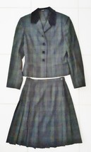 VTG Laura Ashley 2 Pc Skirt Suit Set Tartan Plaid 100% Wool Made in UK P... - $149.00