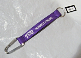NCAA TCU Horned Frogs Purple Wristlet w/Key Ring &amp; Carabiner 8.5&quot; long b... - £7.10 GBP