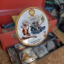 Vintage 1940 Alkaline Shell X-100 Motor Engine Oil Porcelain Gas & Oil Sign - £98.36 GBP