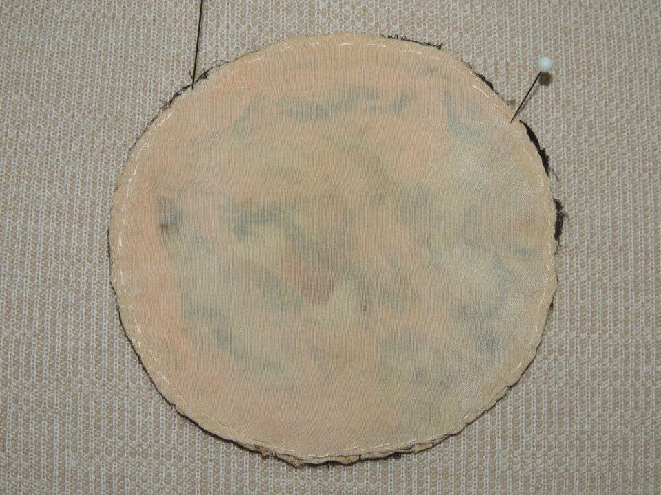 Antique Chinese Silk Embroidery 4.2" Panel Tapestry metallic thread round clouds Item image 9