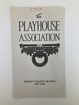 1992 Program The Playhouse Association Summer and Smoke by Tennessee Wil... - £11.23 GBP