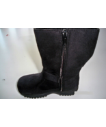Team Honey-8 Girl Faux Wedge Mid Calf Black Leather Winter Boots  - £6.25 GBP