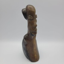 Wooden Carved Statue Figure African Ethnic 6 Inch Brown Bald Large Lips Features - £6.75 GBP