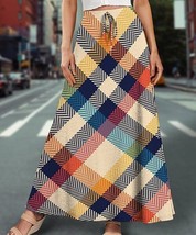 IZURIA Yellow &amp; Blue Plaid Drawstring Maxi Skirt 2XL - $19.38