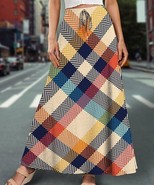 IZURIA Yellow &amp; Blue Plaid Drawstring Maxi Skirt 2XL - $19.38