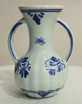 Handpainted Holland mini Vase Double Handle Signed Perfect Decorative Design - £9.39 GBP