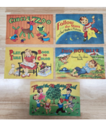 Lot of 5 vintage 1953 Saalfield Pub Co Coloring Activity Books USA - $62.32 CAD