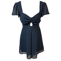 Altar&#39;d State Romper Women Size XS Blue White Polka Dot Lined Keyhole High Rise - £9.96 GBP