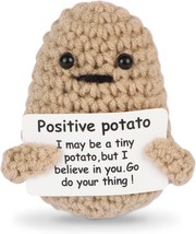 Mini Funny Positive Potato 3 inch Knitted Doll with Positive Card for Cheer Up G - £11.15 GBP