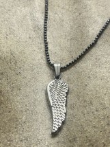 Vintage Winged Heart 30 inch hematite  Necklace - £50.89 GBP