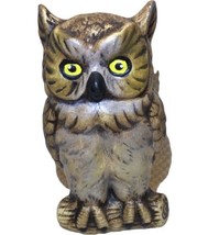 VTG 1982 Ceramic Brown Bright Eyed 6” tall Tabletop OWL Figurine Hand painted - £10.71 GBP