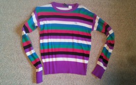 VTG OP Ocean Pacific Multi Color Stripe Long Sleeve Medium 100% Acrylic - £23.97 GBP