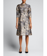 Teri Jon by Rickie Freeman Crystal Buttons Metallic Jacquard Dress in Co... - £249.53 GBP