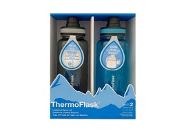 Thermoflask Water Bottle 2pk Black/Blue 32oz Leak Proof Motivational Mar... - £15.84 GBP