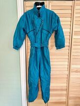 Vintage Inside Edge Teal One-Piece Ski Suit Women Small Snow Bibs Retro ... - $80.00