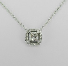 1.50 Ct Princess Cut Diamond Halo Women&#39;s Pendant 14k White Gold Over Free Chain - £58.87 GBP