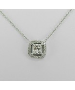 1.50 Ct Princess Cut Diamond Halo Women&#39;s Pendant 14k White Gold Over Fr... - £58.85 GBP