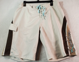 Quiksilver Board Shorts Men Size 33 Ivory Polyester Pocket Flat Front Dr... - $15.34