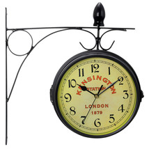 Nostalgic Vintage Kensington Double Sided Hanging Train Station Wall Clock - £59.64 GBP