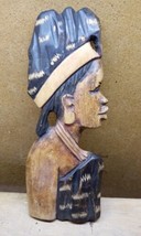 African Hand Carved Wood Relief Plaque Folk Wall Art Decor Woman 13” X 5” - £9.57 GBP