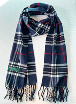 Mens Womens Winter Warm Scotland Made 100% Cashmere Scarf Plaid Dark Blue For Gi - £12.68 GBP