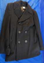 Usn U.S. Navy Issue Men&#39;s Black Wool Overcoat Peacoat 8405-01-154-5789 38R - £57.31 GBP