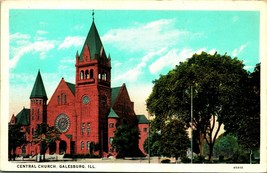Central Church Galesburg Illinois IL1920s Postcard UNP Unused - £3.06 GBP