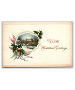 Night Winter Landscape Christmas Cheer Embossed UNP DB Postcard XC9 - €3,32 EUR