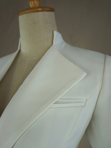 White Suit Jacket Women Custom Plus Size Asymmetrical Collar Jacket image 7