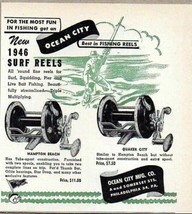 1946 Print Ad Ocean City Surf Fishing Reels Hampton Beach &amp; Quaker City  - £6.33 GBP