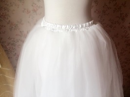 Fluffy White Tulle Maxi Skirt Women Plus Size Tutu Skirt Petticoat for Wedding image 6