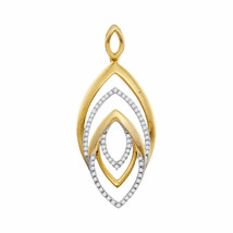 10k Yellow Gold Womens Round Diamond Geometric Oval Fashion Pendant 1/5 Cttw - £271.89 GBP