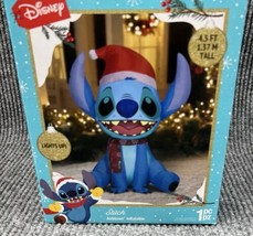 Gemmy STITCH Christmas 4.5&#39; Inflatable &amp; Scarf Light Up Airblown Yard Di... - $68.72