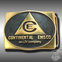 Vintage Belt Buckle Solid Brass 1981 Continental EMSCO an LTV Company Hand Made - £29.22 GBP