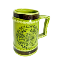Ceramic Beer Mug Six Flags Over Mid America St Louis Flume Ride 3&quot; Green Vintage - £4.75 GBP