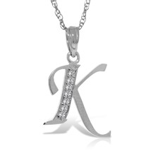 Initial &#39;K&#39; Pendant Diamond Necklace Galaxy Gold GG 14K Solid White Gold... - £381.47 GBP+