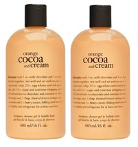 2 Pack Philosophy ORANGE COCOA AND CREAM Shampoo Shower Gel &amp; Bubble Bat... - £30.74 GBP