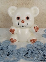 Vintage Enesco Happy Ceramic Teddy Bear Bank No Plug - £8.30 GBP