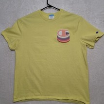 Champion T Shirt Mens XL Yellow Short Sleeve Casual 3D Logo - $18.87
