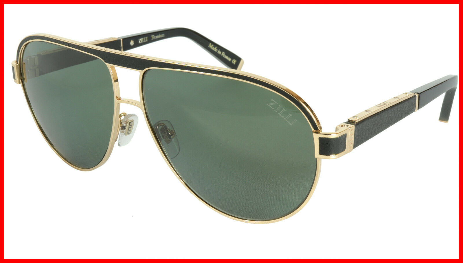 Primary image for ZILLI Sunglasses Titanium Acetate Leather Polarized France Handmade ZI 65031 C01